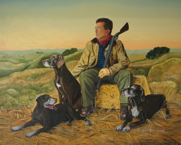 犬 Painting - マイク・シュルツの朝狩りの子犬